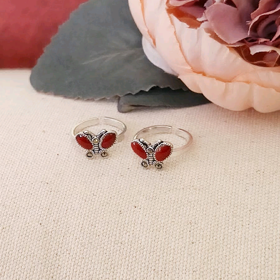 Marcasite Butterfly Toe Ring 